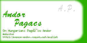 andor pagacs business card